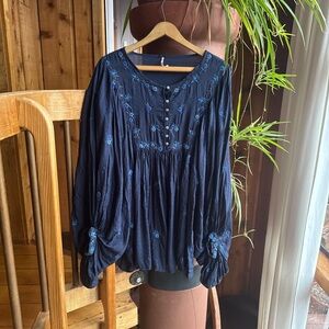 Embroidered Free People Peasant Top